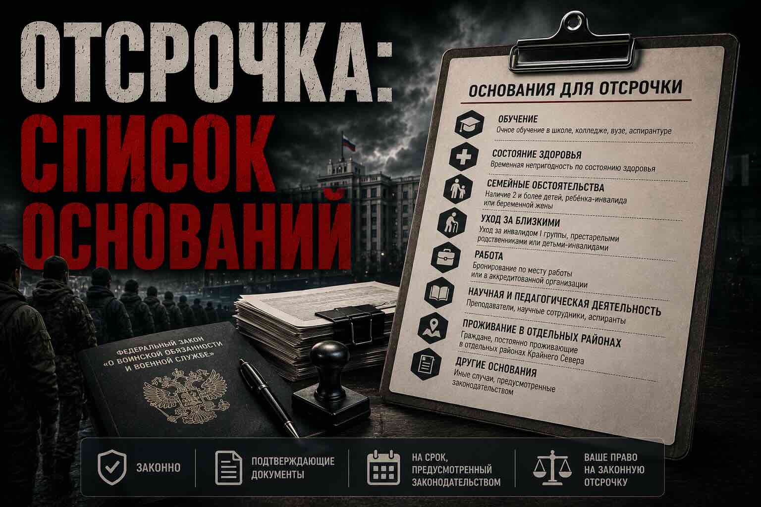 Отсрочка от мобилизации 2026: полный список оснований и документов